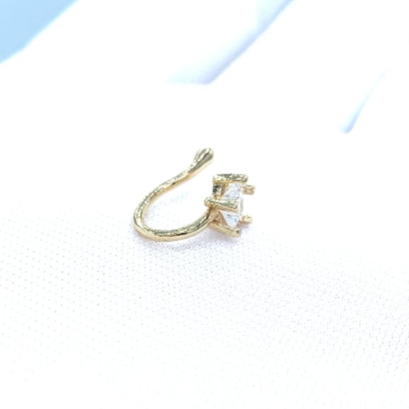 CZ Diamond Star 24 KT Gold Plated Nose Cuff Fake Nose Rings No Piercing Jewelry - Picture 3 of 5